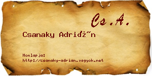 Csanaky Adrián névjegykártya