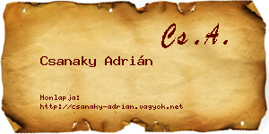 Csanaky Adrián névjegykártya